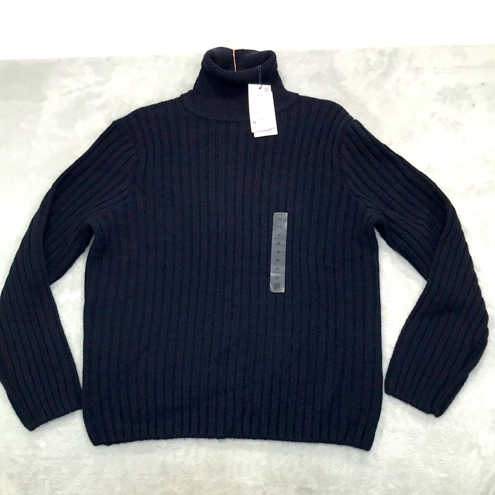Piombo Men's Ribbed Turtle Neck Wool Blend Sweater M New